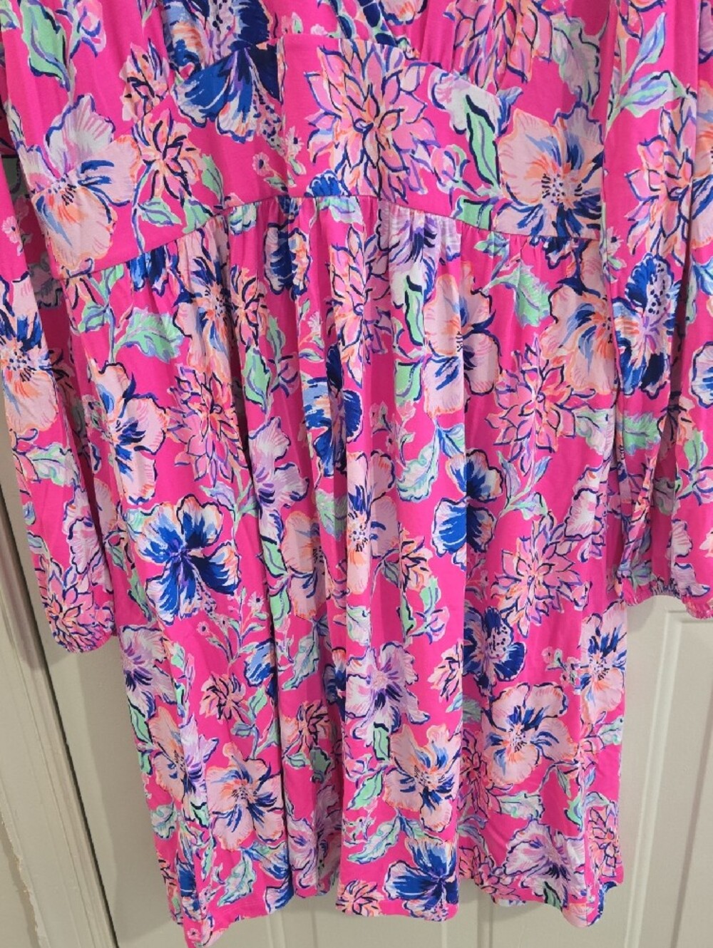 Lilly Pulitzer Carmella Dress Fit And Flare "Pink Isle/Last Bud Not Least" Sz 14 - Picture 4 of 11